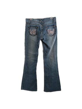 ABS Allen Schwartz Y2K Bootcut Jeans 30 Low Rise Lace Back Pocket Distressed